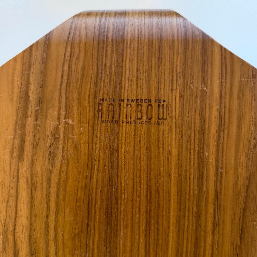 Teak Mid-Century Modern Serving Tray withStainless Steel Bowl • Charcuterie Tray - Picture 7 of 9